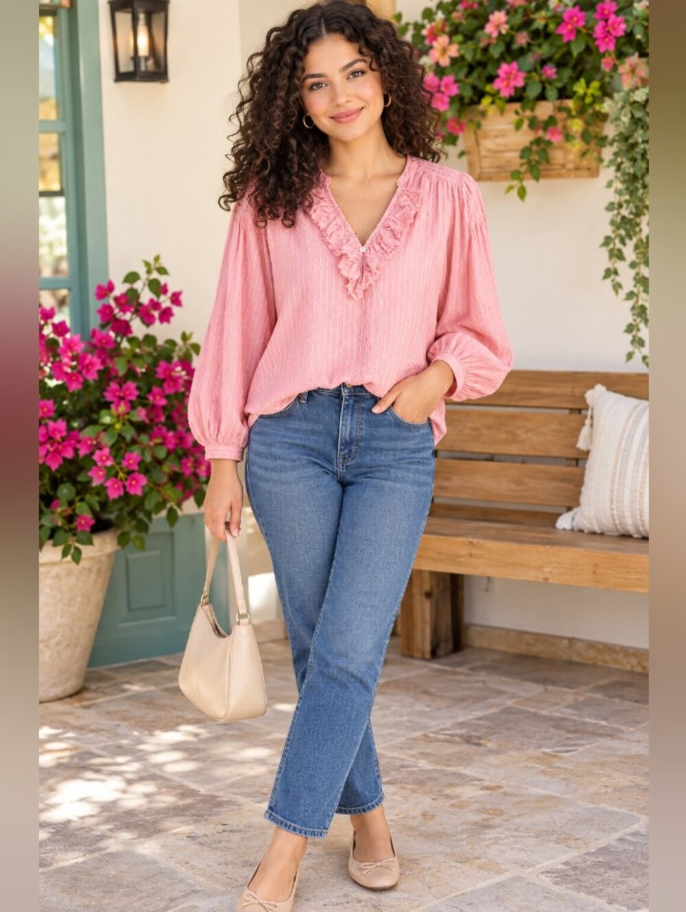 ANTHROPOLOGIE PILCRO Long Slevees Blouse In Coral M